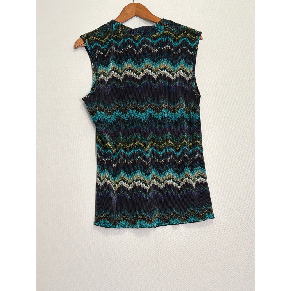 Christopher & Banks Chevron Plisse Cowl Neck Sleeveless Top Teal Purple Large - Picture 9 of 10